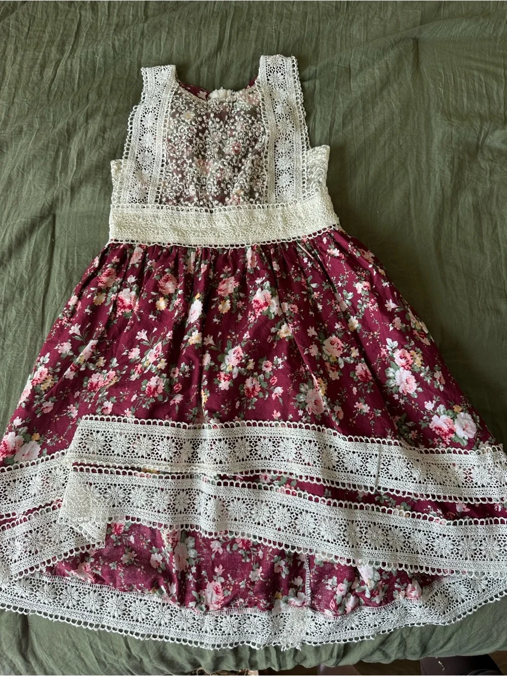 Trish Scully Burgundy Floral Delphine Dress